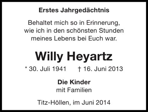 Traueranzeigen Von Willy Heyartz Aachen Gedenkt