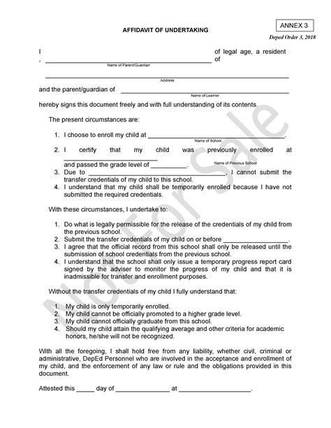 Affidavit Of Undertaking Bfp Sample The Best Porn Website