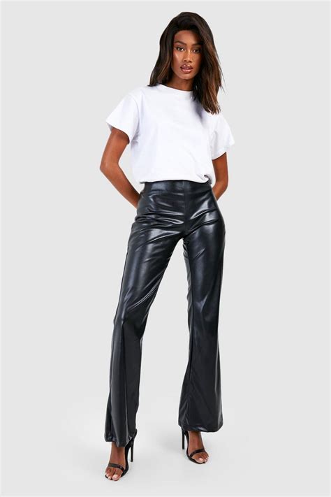 Leather Look Trousers Faux Leather Trousers And Leggings Boohoo Uk