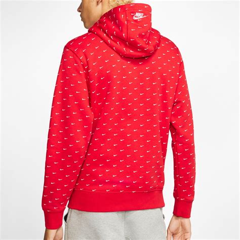 Nike Fleece Sportswear Swoosh Pullover Hoodie In University Redwhite Red For Men Lyst