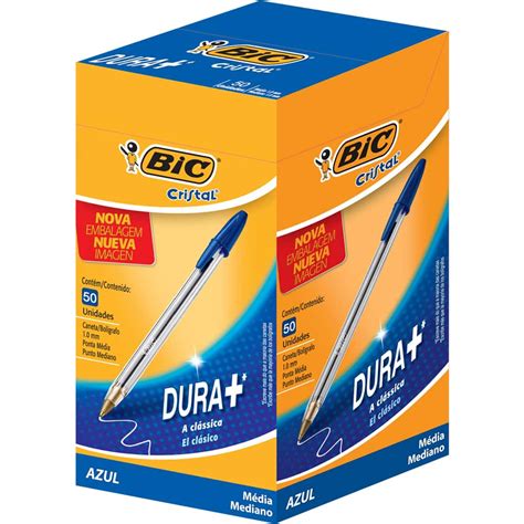 Caneta Esferogr Fica Bic Cristal Original Dura Mais Azul Ponta M Dia