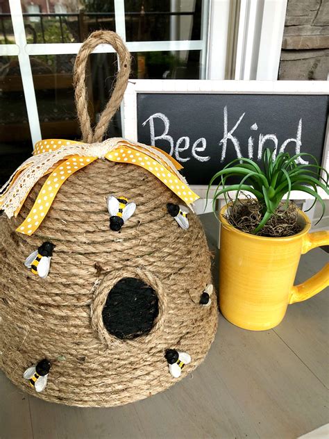 This DIY Beehive Was Such A Fun Project I Wrapped Jute Around An