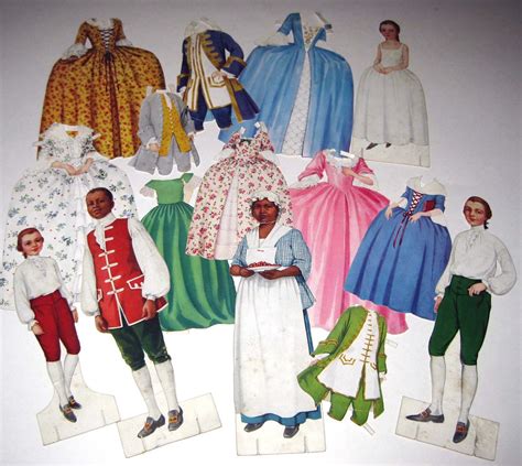 Vintage Set Of Colonial Paper Doll And Outfits