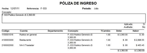 Contabilidad Intermedia Póliza De Ingresos Egresos Diarias