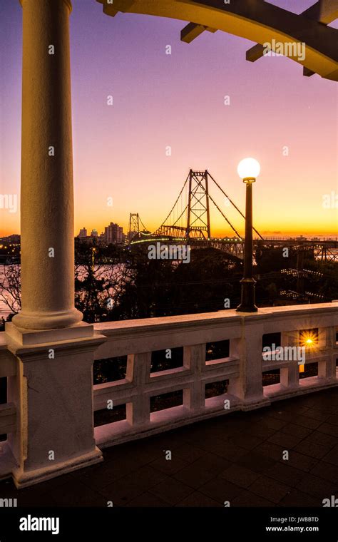 Hercilio Luz Bridge Viewed From Hercilio Luz Square At Dusk