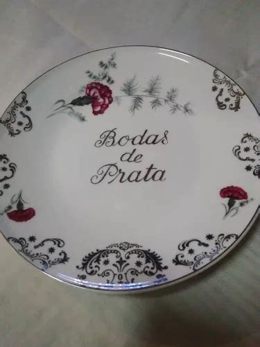 Prato Decorativo Bodas De Prata Porcelana Steatita Lindo Mercadolivre