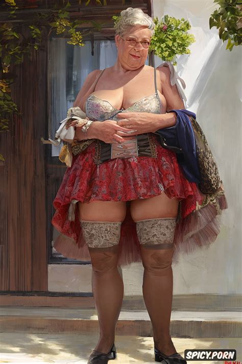 Image Of The Very Old Fat Grandmother Has Nude Pussy Under Her Skirt