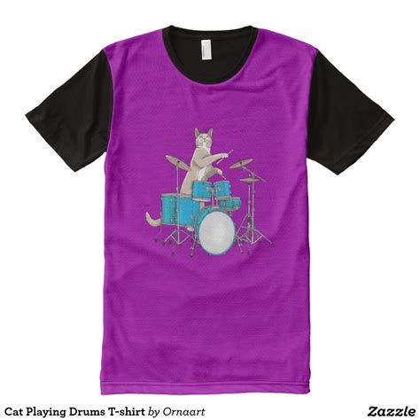 Cat Playing Drums T Shirt All Over Print T Shirt Cat Playing Shirts