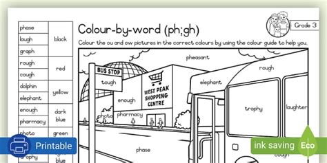 Grade Phonics Colouring Page Ph Gh Teacher Made