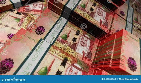 Saudi Arabia Rial Sar Banknote Money D Illustration Stock