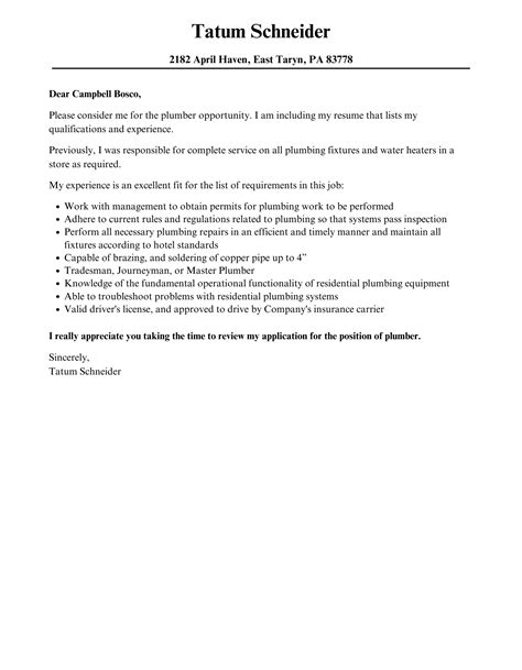 Plumbing Cover Letter - LouSantiago Blog