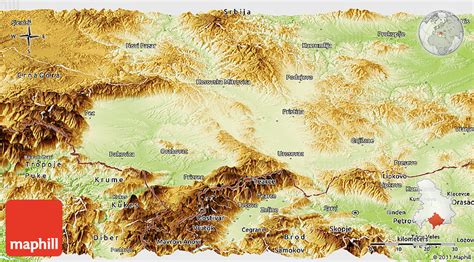 Physical Panoramic Map Of Kosovo