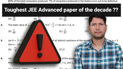 Toughest Jee Advanced Paper Of The Decade Youtube