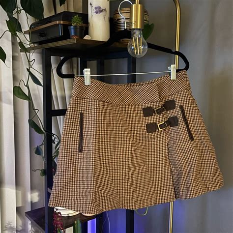 Brown Pleated Mini Skirt Gem