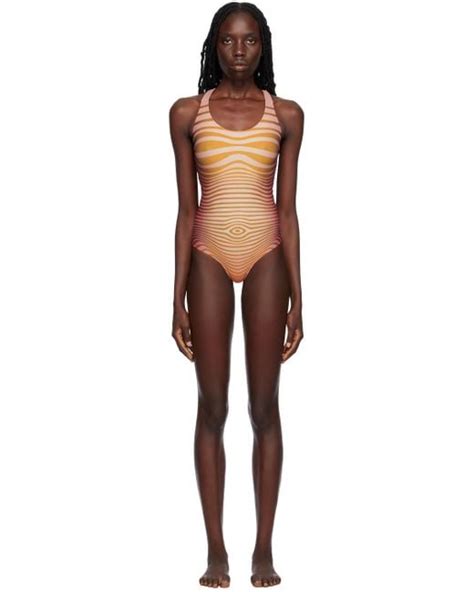 Jean Paul Gaultier Red Orange The Body Morphing Swimsuit In Black