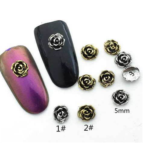 20pcslot Japan Korea 3d Nail Art Decoration Metal Alloy 5mm Rose