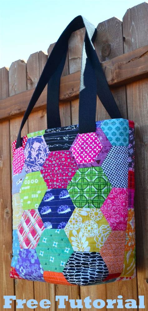 English Paper Pieced Tote Bag Tutorial Patchwork Tote Bags Tote Bags