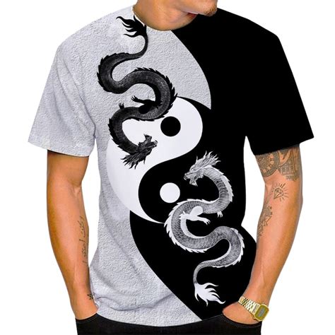 T Shirt Homme Yin Yang Dragon Yoko Zen