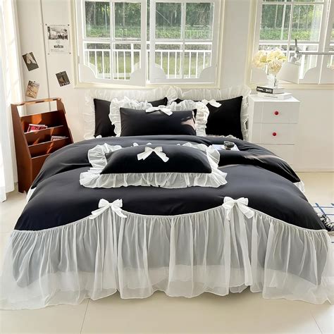 Rvciby Black Bow Duvet Cover Twin Size Pcs Soft Microfiber Bedding Set