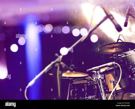 Live music background. Drum on stage.Concert and night lifestyle Stock ...