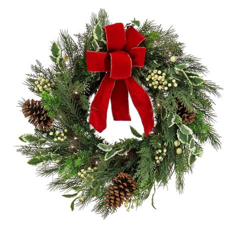 HGTV Home Collection Pre Lit Artificial Christmas Wreath Mixed Branch