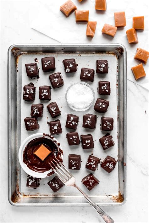 Salted Chocolate Covered Caramels Garnish Glaze