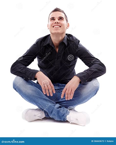 Young Man Sitting Cross Legged Stock Photo - Image of body, people ...