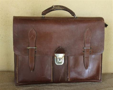 Ancien cartable d écolier cuir marron année 1950 Etsy France