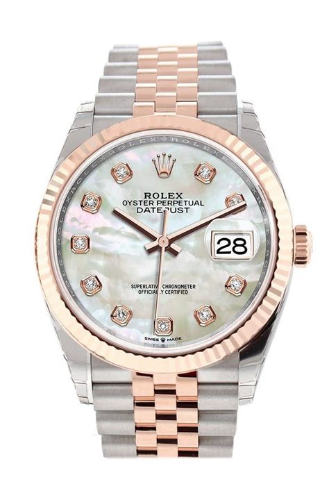 Rolex Datejust 36 White Mother Of Pearl Set With Diamonds Dial Fluted