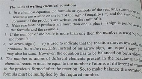 The Rules Of Writing Chemical Equations Filo