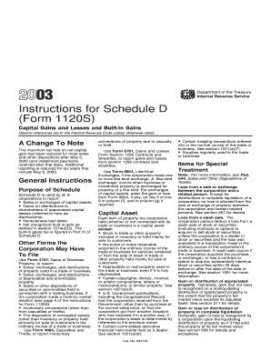 Instructions For Form S Schedule D Capital Gains And Losses And