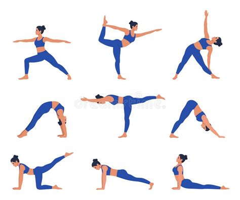 Ensemble De Poses De Yoga Les Jeunes Femmes Font Des Exercices De Yoga