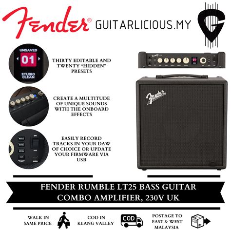 Fender Rumble Lt25 Bass Guitar Combo Amplifier 230v Uk Rumble 25 Rumble Lt 25