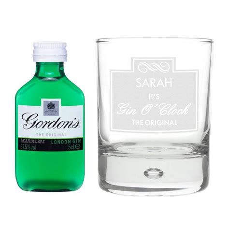 Personalised Gin Oclock Glass And Gin Miniature Set