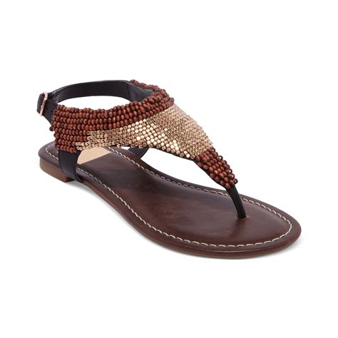 Lyst Dolce Vita Delancey Beaded Flat Thong Sandals In Brown