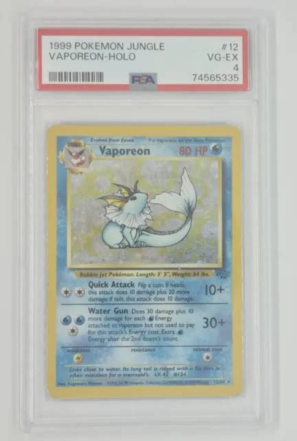 POKÉMON VAPOREON HOLO 12 64 Jungle 1999 WOTC PSA 4 EUR 40 95 PicClick FR