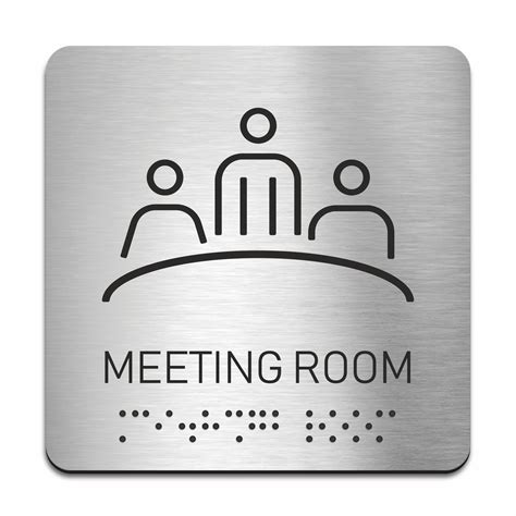 Meeting Room Sign — Steel Signage With Braille Bsign