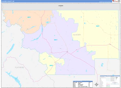 Glacier County, MT Wall Map Color Cast Style by MarketMAPS