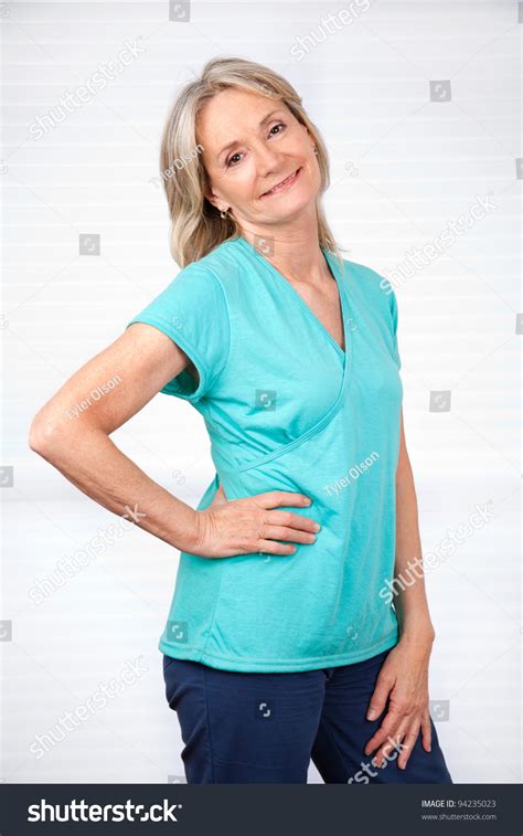 Portrait Smiling Mature Woman Posing Over Stock Photo Shutterstock