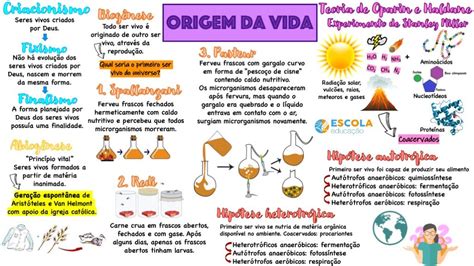 Mapa mental sobre Origem da Vida Baixe grátis em PDF