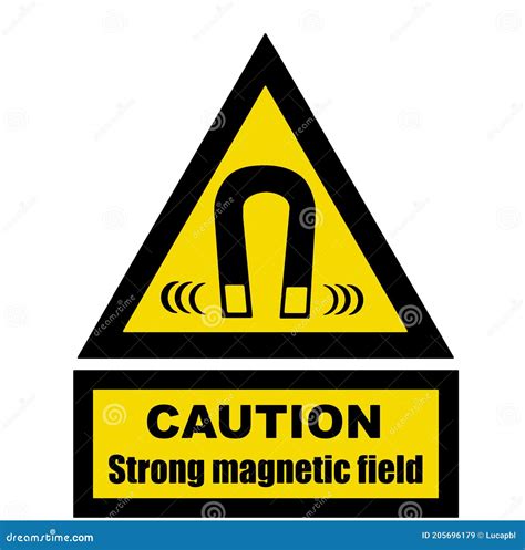 Caution Strong Magnetic Field Safety Sign Stock Illustration