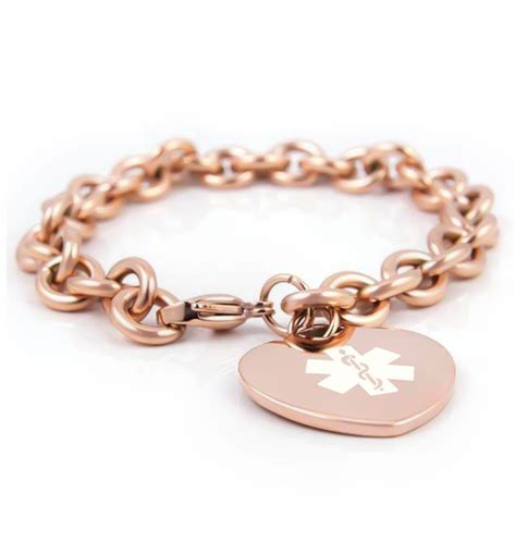 Rose Tone Tiffany Medical Alert Bracelet Medic Alert Bracelets Medical Alert Bracelet Womens