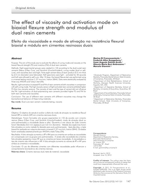 Pdf The Effect Of Viscosity And Activation Mode On Biaxial Flexure Strength And Modulus Of