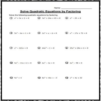 Solving Quadratic Equations By Factoring Worksheet Maze Activity