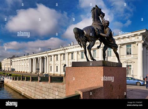 St Petersburg Russia Equestrian Statue On Anichkov Bridge Nevsky