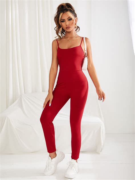 Shein Essnce Solid Cami Unitard Jumpsuit Shein Usa