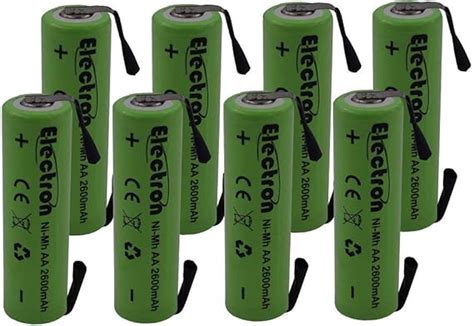 Lot de 8 piles rechargeables Ni Mh AA 1 2 V 2600 mAh avec languettes à