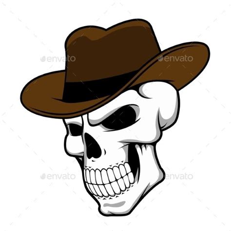 Cowboy Skull Wearing A Stylish Brown Fedora Hat In A Halloween Concept