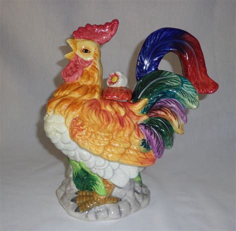 Teapot Large Ceramic Rooster Chicken Poultry By Teaandshaker