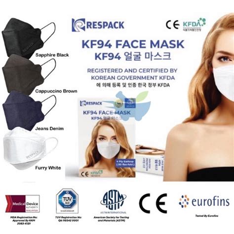 RESPACK KF94 Face Mask 3D Flat Fold 4 Ply Earloop Surgical Face Mask